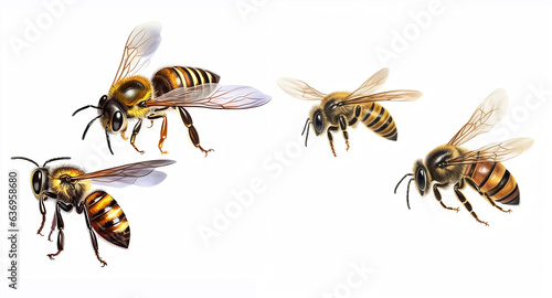Honey and bee insect macro shot. A bee collecting pollen generative Ai. © SavirinaArt