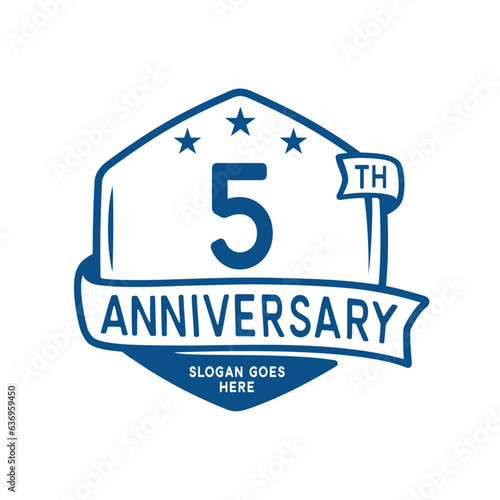 5 years anniversary celebration hexagon design template. 5th anniversary logo. Vector and illustration.
