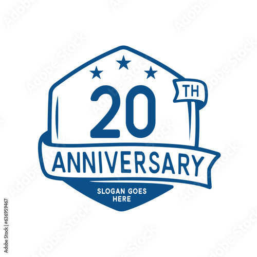 20 years anniversary celebration hexagon design template. 20th anniversary logo. Vector and illustration.
