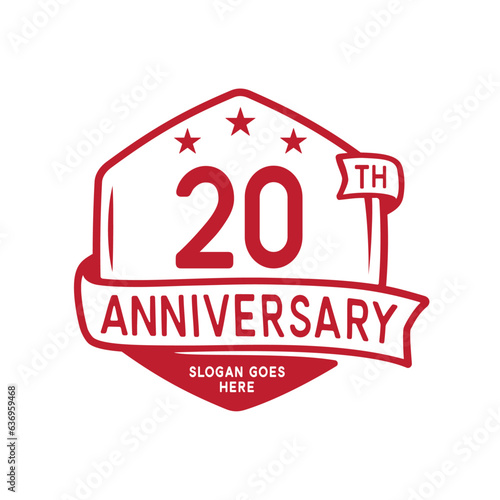 20 years anniversary celebration hexagon design template. 20th anniversary logo. Vector and illustration.
