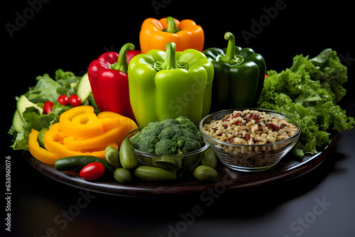 Various ingredients used to prepare stuffed green bell peppers
