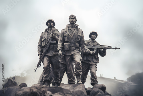 A statue of soldier commemorating the bravery and sacrifice photo