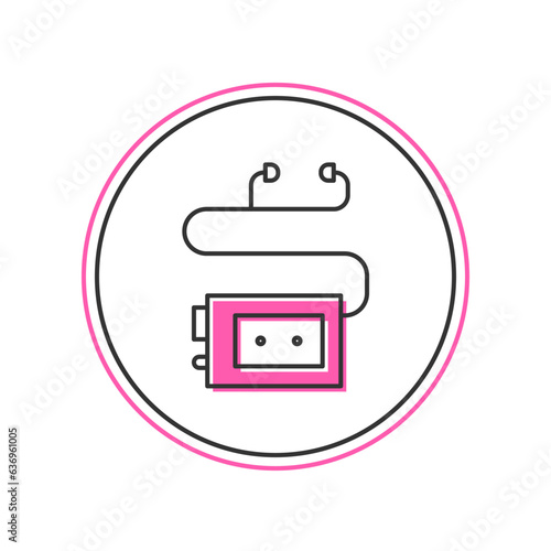 Filled outline Museum audio guide icon isolated on white background. Headphones for excursions. Vector