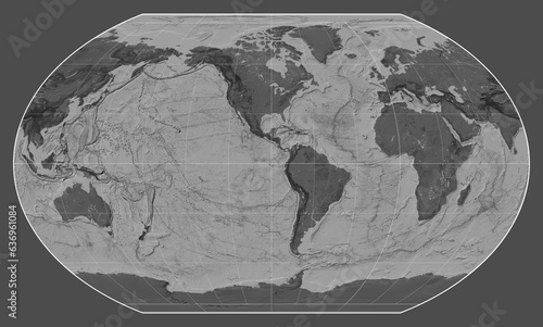 World map. Bilevel. Kavrayskiy VII projection. Meridian: -90 west photo