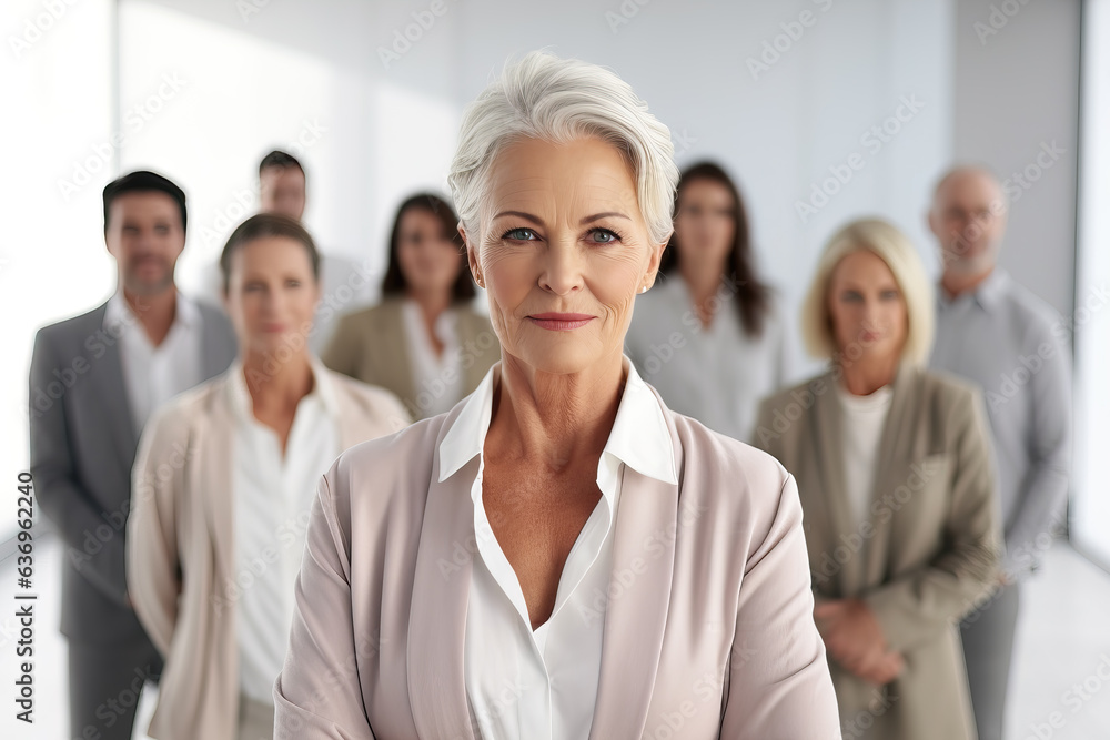 portrait of a businesswoman with blurry group in the background, ai generated portrait of a businesswoman with blurry group in the background, ai generated