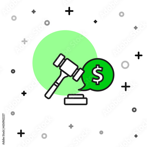 Filled outline Auction hammer price icon isolated on white background. Gavel - hammer of judge or auctioneer. Bidding process, deal done. Auction bidding. Vector