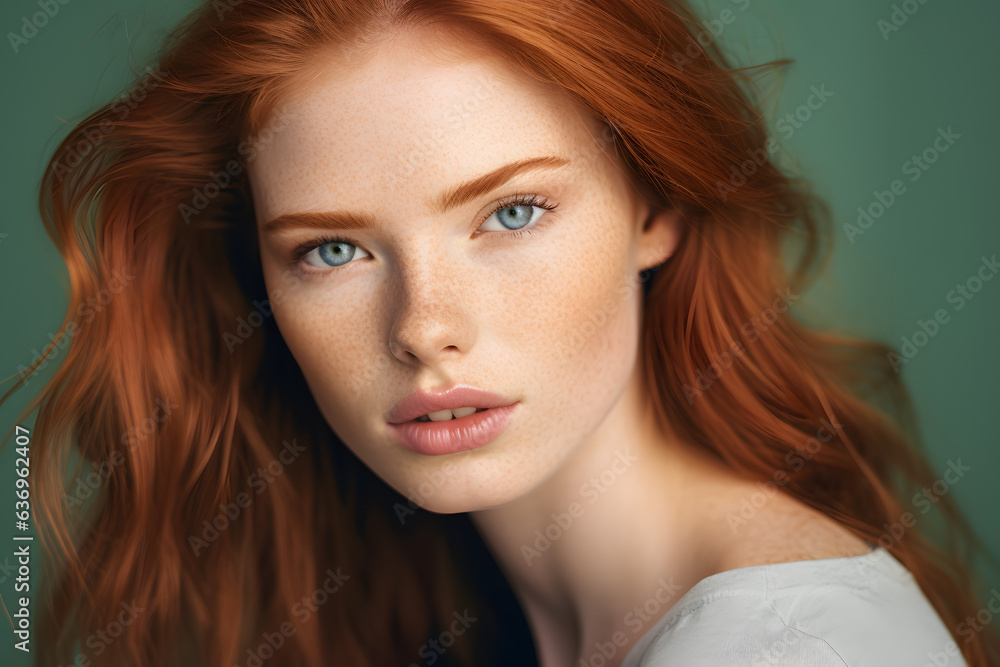 model gesicht hautpflege natürlich close up gesichtsbehandlung freudig jung weich glänzend stahlend blick haar perfekt portrait - generative ai model gesicht hautpflege natürlich close up gesichtsbehandlung freudig jung weich glänzend stahlend blick haar perfekt portrait - generative ai