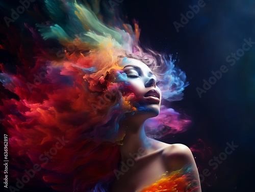 Beautiful fantasy abstract portrait of a beautiful woman. Generative AI.