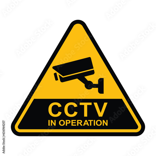 Security camera icon, video surveillance, cctv sign. Yellow triangle indicating camera operation. Surveillance camera,monitoring, safety home protection system. Fixed CCTV, Security Camera Icon Vector