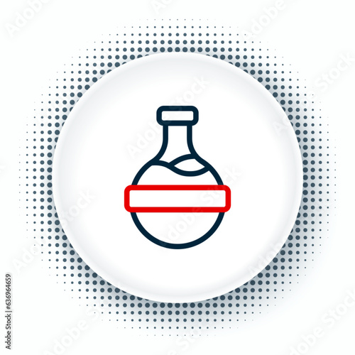 Line Bottle with potion icon isolated on white background. Flask with magic potion. Happy Halloween party. Colorful outline concept. Vector