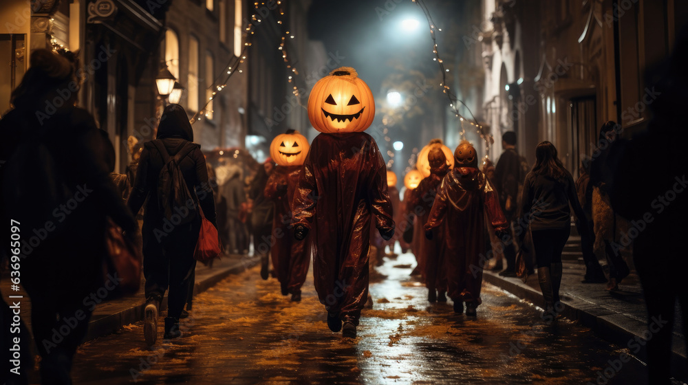 Halloween in the town Generated Ai