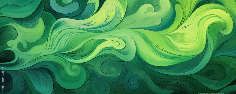 Abstract organic green lines as wallpaper background illustration