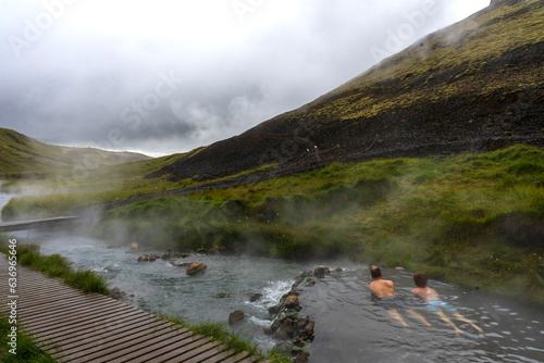 Reykjadalur Valley Hot Spring Thermal River. Hverager, Iceland. 