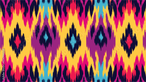 Fotografie zigzag seamless ikat, in the style of vivid color scheme, fauvist color scheme,