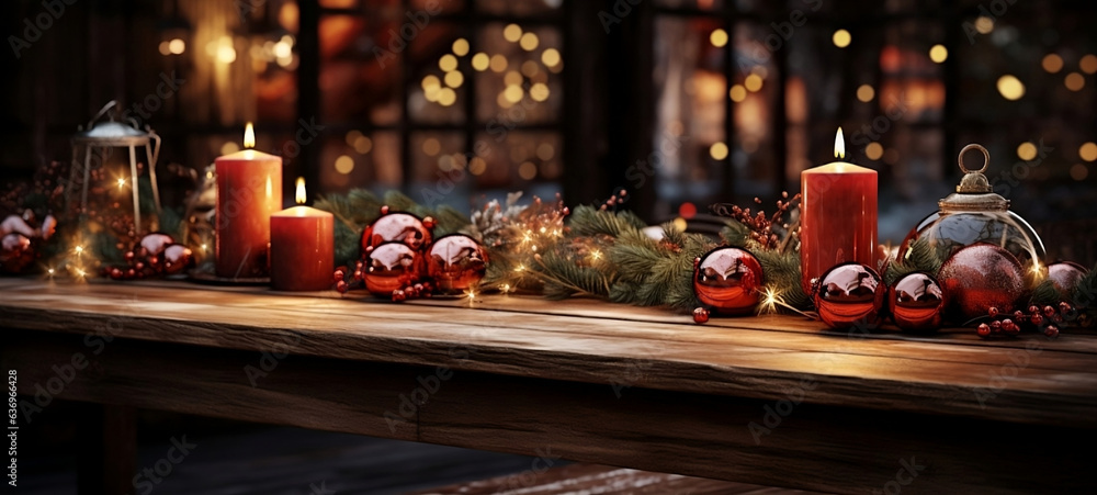 Christmas table. Generative AI.