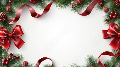 christmas frame with fir branches and decorations