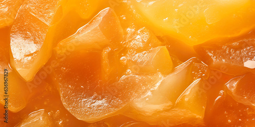 An exotic mango and pear compote showcased in a glass jar, capturing the essence of tropical sweetness. photo