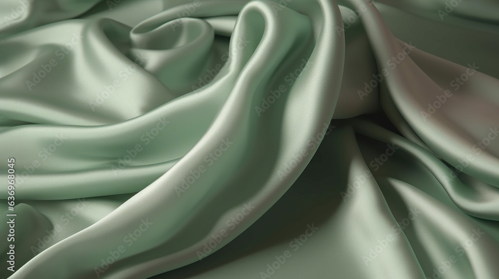 Smooth and Luxurious Light Green Silk Fabric Texture, Elegance and Tranquility in Material Form Smooth and Luxurious Light Green Silk Fabric Texture, Elegance and Tranquility in Material Form