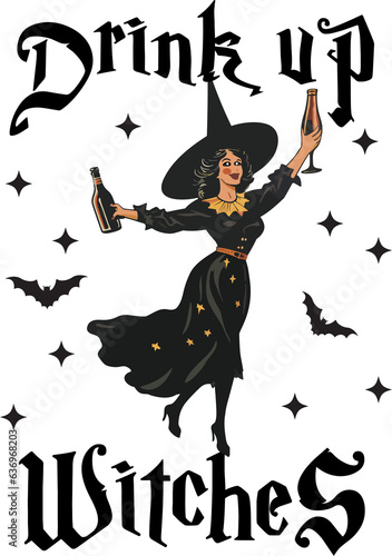 Quotes Drink Up Witches Halloween ,Vintage Witch Girl Halloween Retro Design shirt.