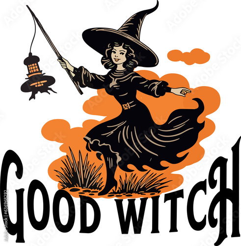 Quotes Good Witch Halloween ,Vintage Witch Girl Halloween Retro Design shirt.