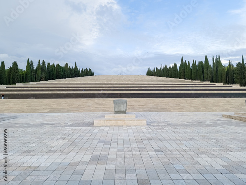 Redipuglia, Italy - May 12, 2023: In the photo the Shrine of Redipuglia. The largest Italian shrine in honor of the Italian fallen in the battles on the Isonzo river of the First World War. photo