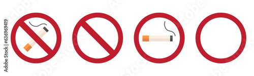 no smoking signs. stop smoking forbidden smokecartoon flat minimalistic. design. vector flat icon.