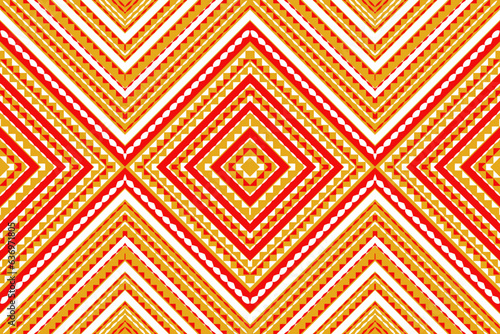 Seamless design pattern, traditional geometric zigzag pattern.white yellow red vector illustration design, abstract fabric pattern, aztec style for print textiles 