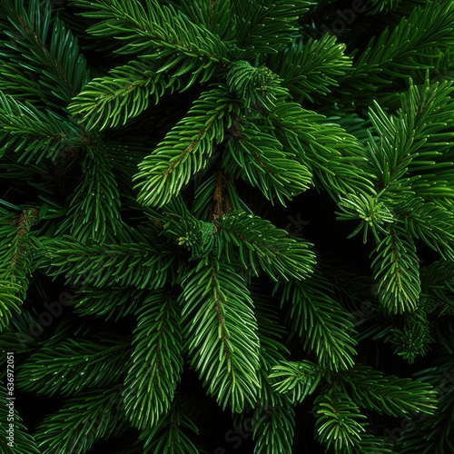 Christmas tree branches. Festive Xmas border of green branch of pine. generative ai