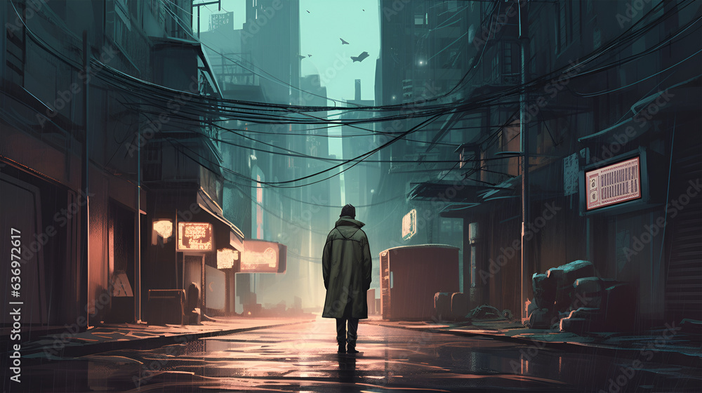 A Man Walking Alone in the Street of an Unknown World, Generative AI