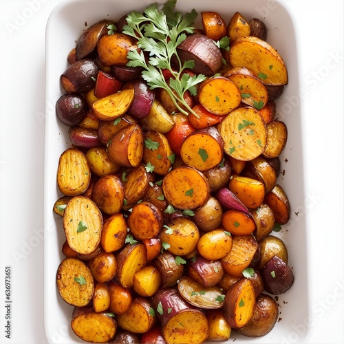 roasted potatoes with vegetables