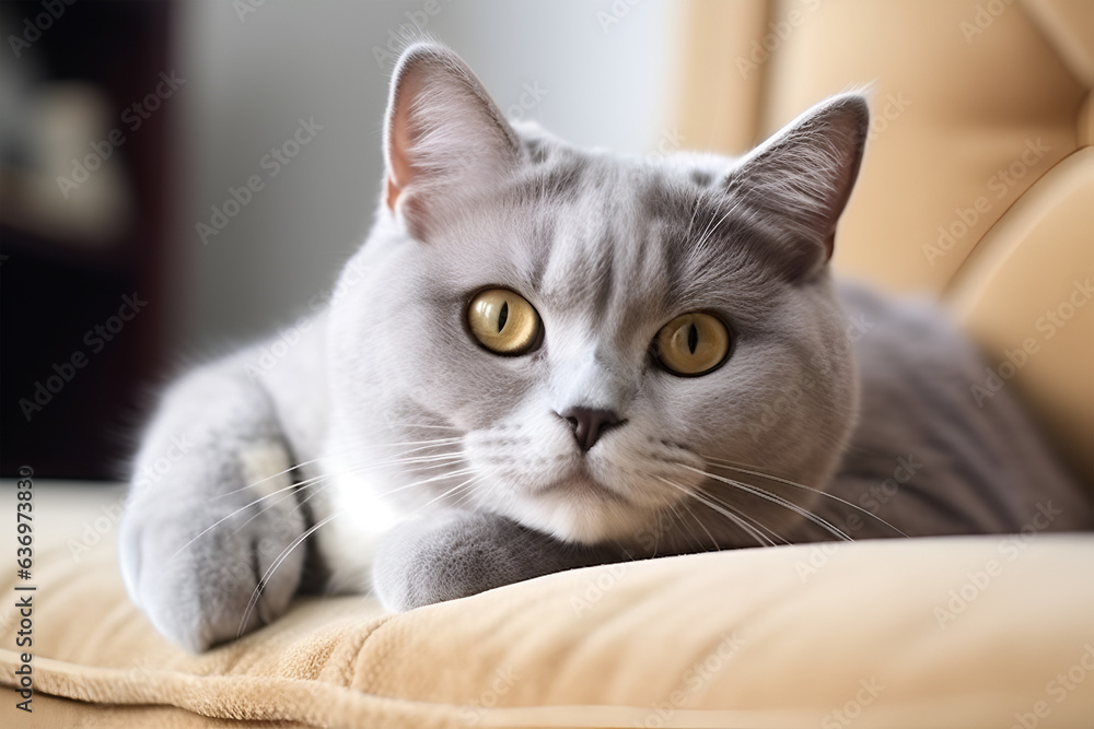 British shorthair cat close-up portrait, generative ai British shorthair cat close-up portrait, generative ai