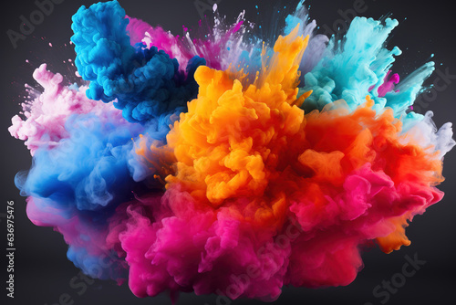 colorful vibrant rainbow holi paint color powder explosion with bright colors isolated white background © arhendrix