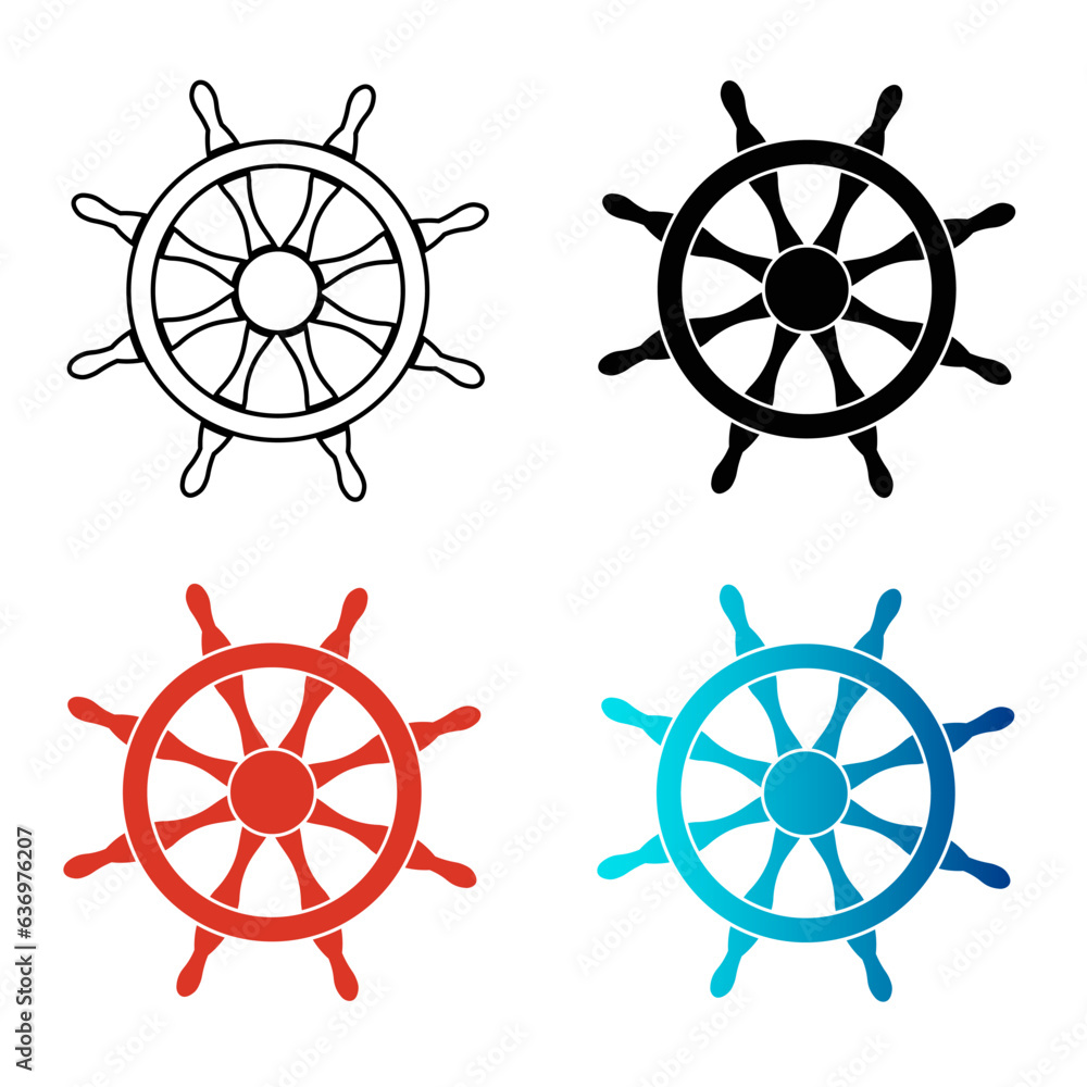 Abstract Boat Steering Wheel Silhouette Illustration