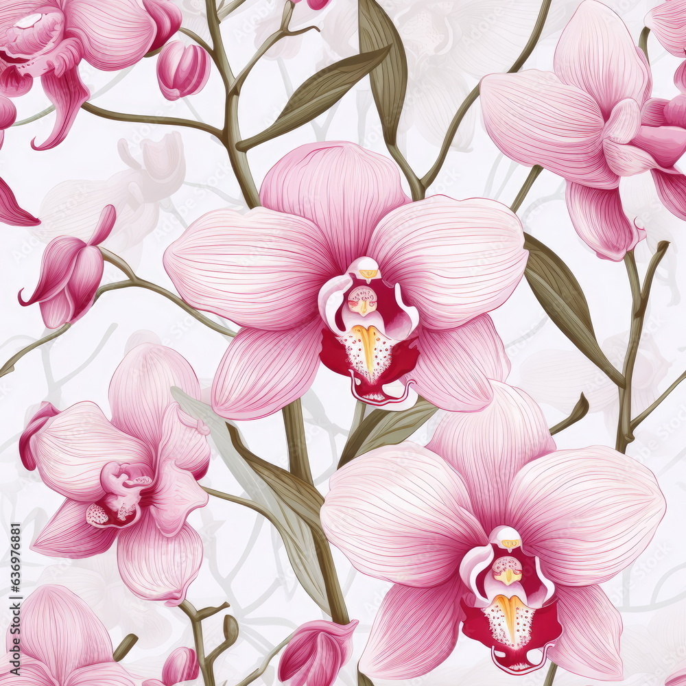 Seamless Pattern of Orchid Flower Seamless Pattern of Orchid Flower