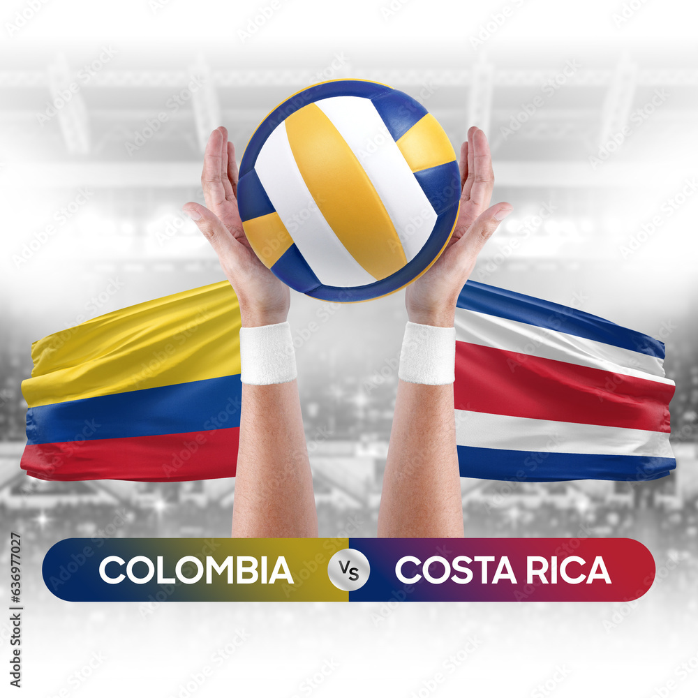 Colombia vs Costa Rica national teams volleyball volley ball match competition concept.