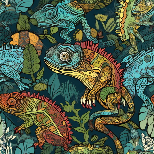 Seamless Pattern of chameleon