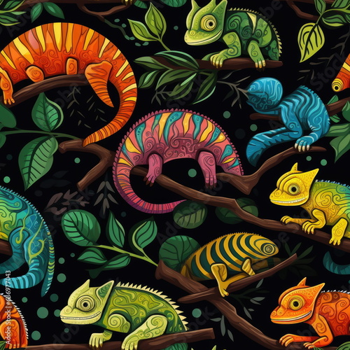 Seamless Pattern of chameleon