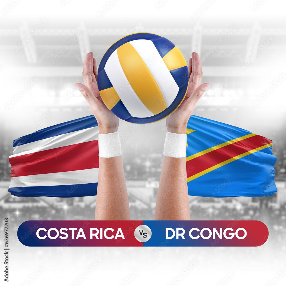 Costa Rica vs Dr Congo national teams volleyball volley ball match competition concept.