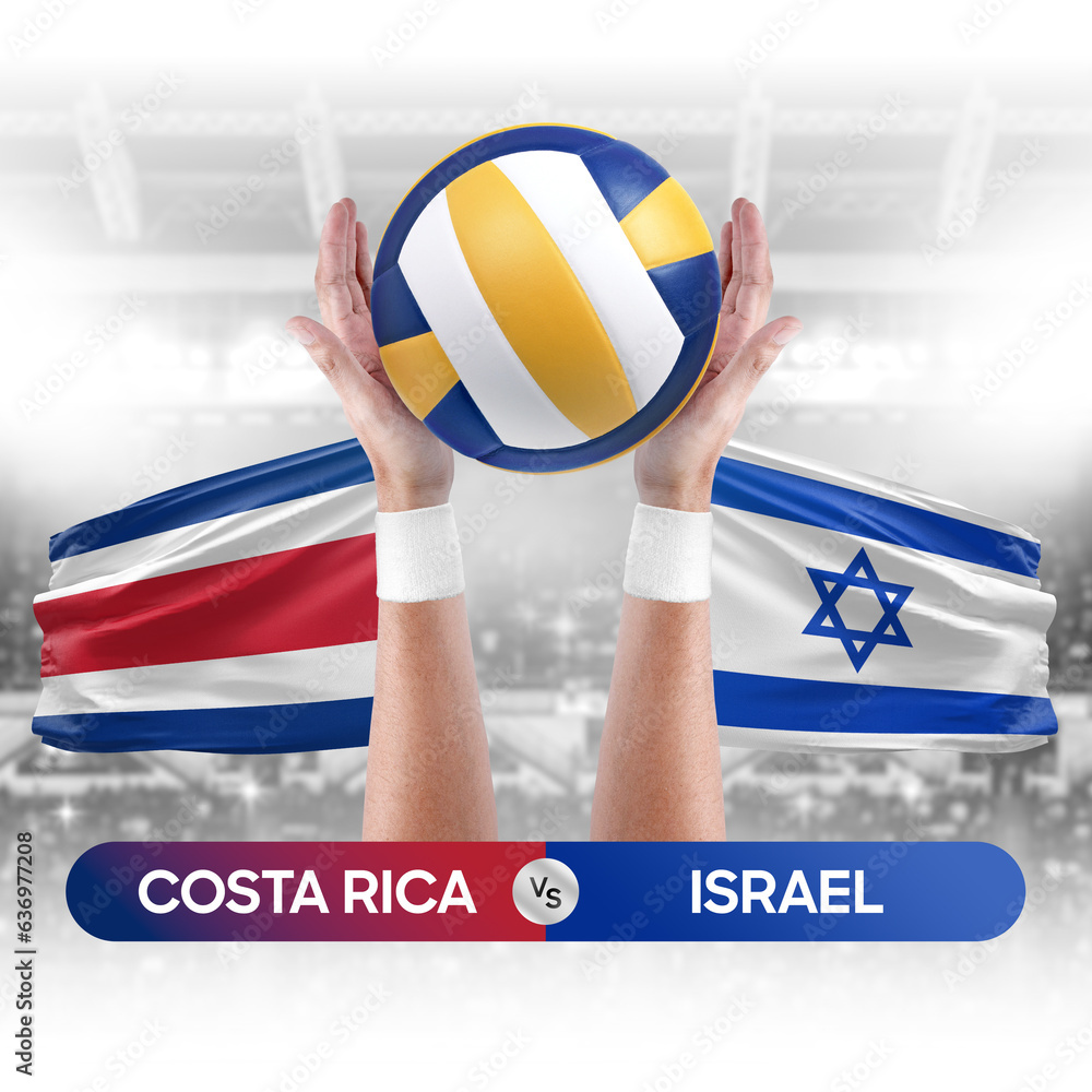 Costa Rica vs Israel national teams volleyball volley ball match competition concept.