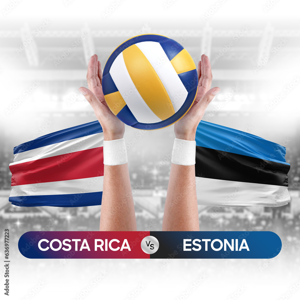 Costa Rica vs Estonia national teams volleyball volley ball match competition concept.