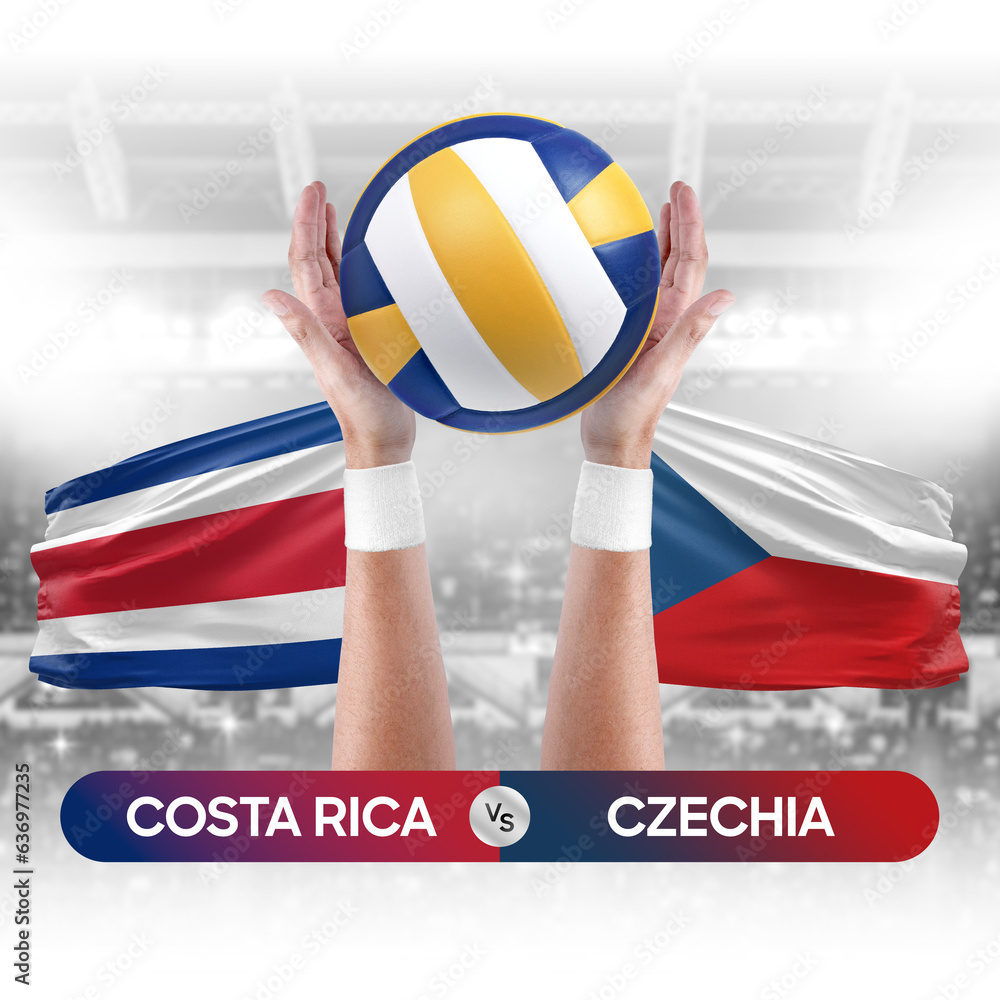 Costa Rica vs Czechia national teams volleyball volley ball match competition concept.
