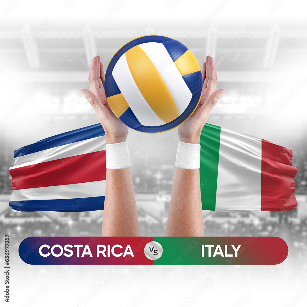 Costa Rica vs Italy national teams volleyball volley ball match competition concept.