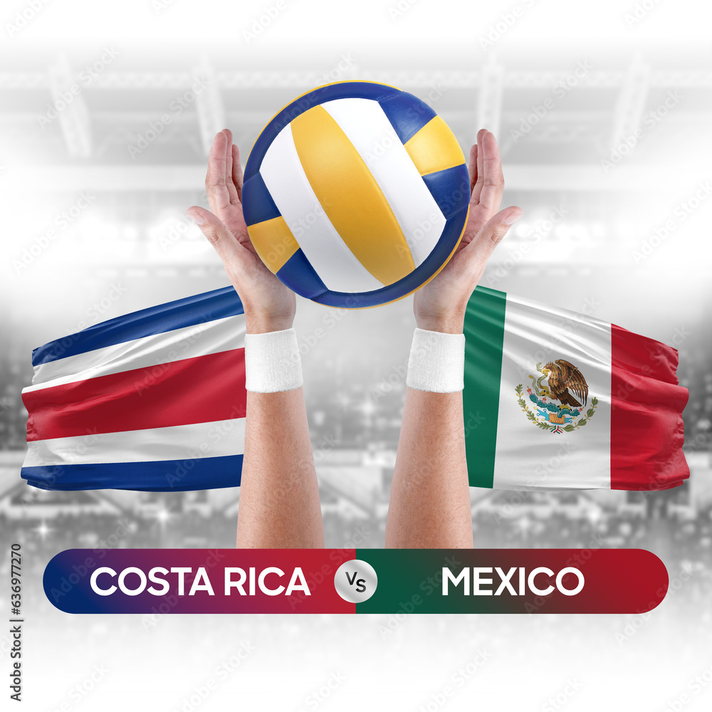 Costa Rica vs Mexico national teams volleyball volley ball match competition concept.