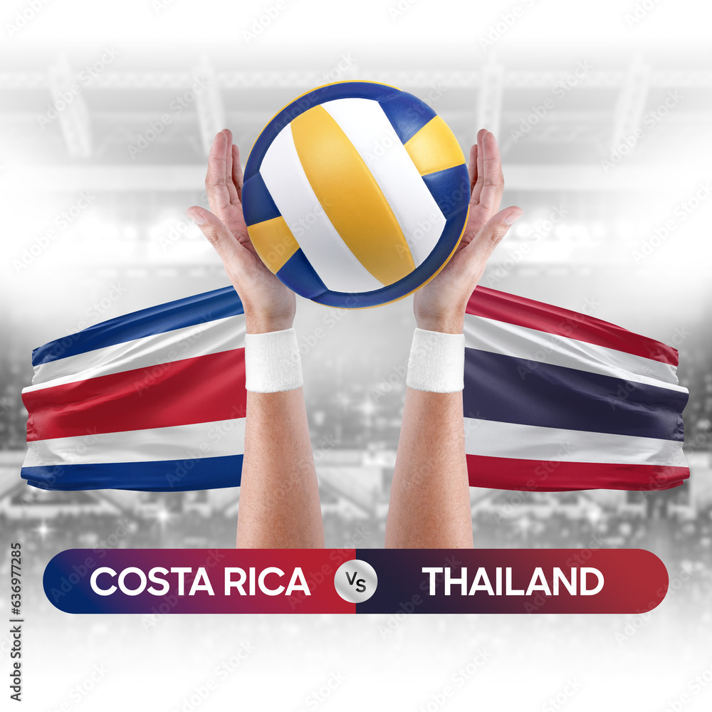 Costa Rica vs Thailand national teams volleyball volley ball match competition concept.