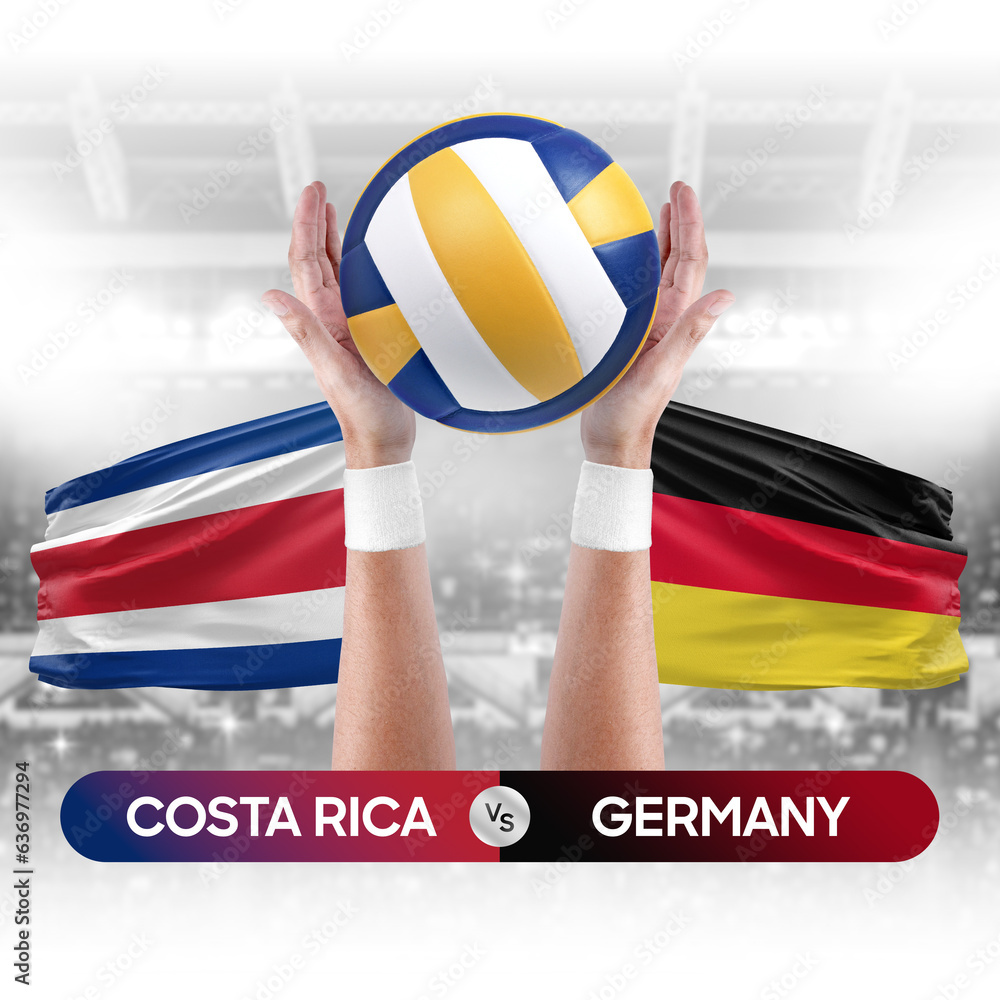 Costa Rica vs Germany national teams volleyball volley ball match competition concept.