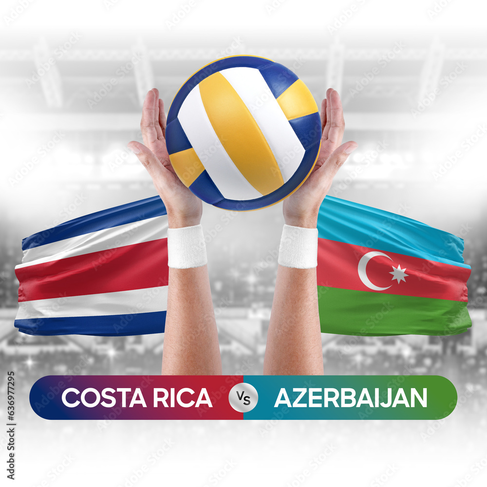 Costa Rica vs Azerbaijan national teams volleyball volley ball match competition concept.