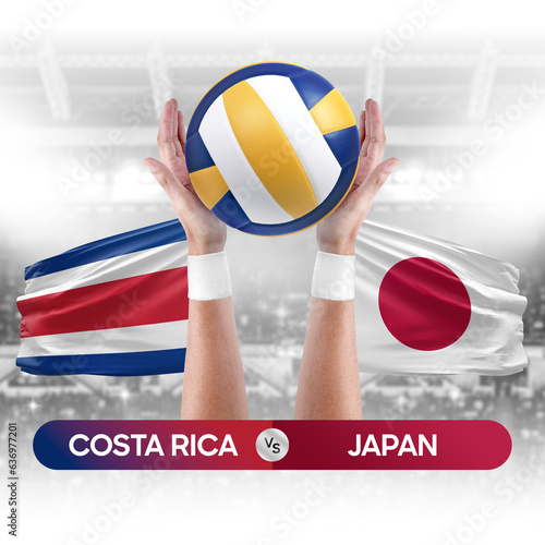 Costa Rica vs Japan national teams volleyball volley ball match competition concept.
