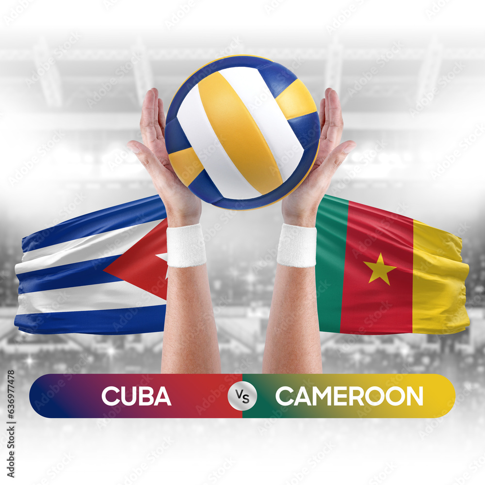 Cuba vs Cameroon national teams volleyball volley ball match competition concept.