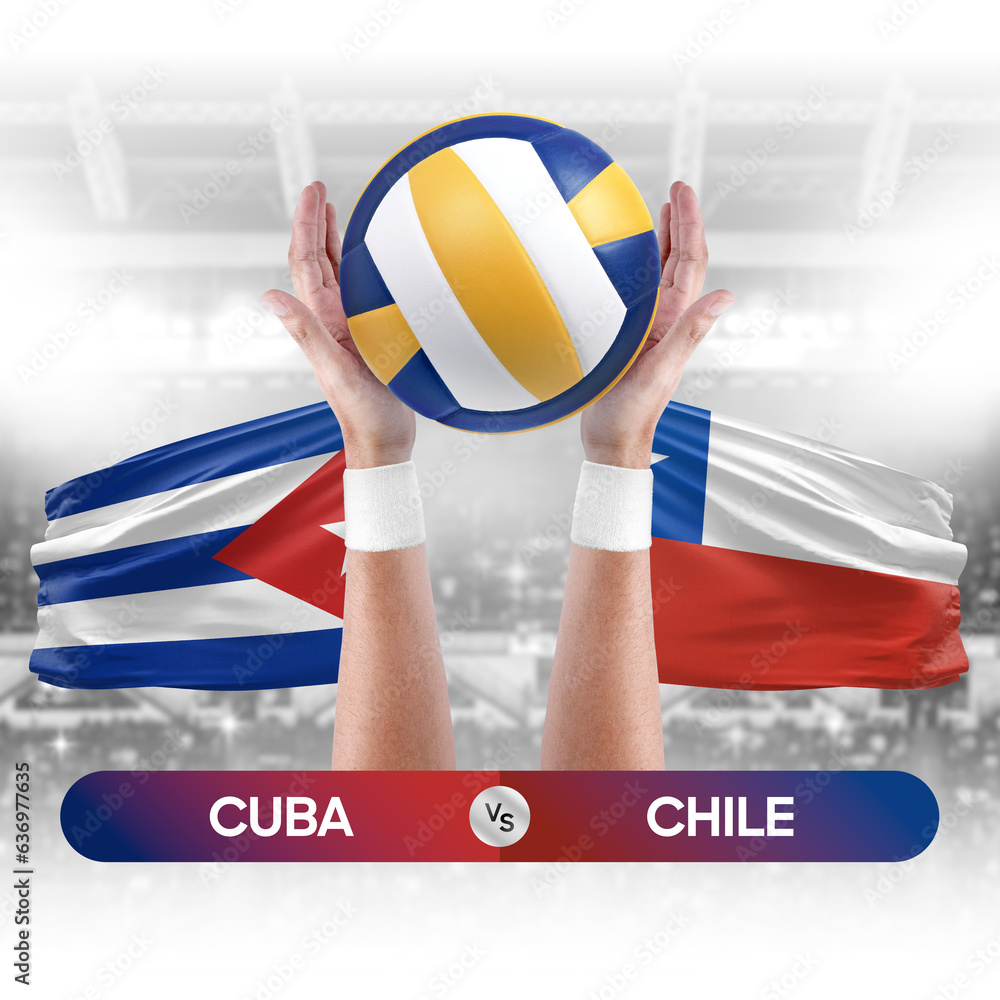 Cuba vs Chile national teams volleyball volley ball match competition concept.