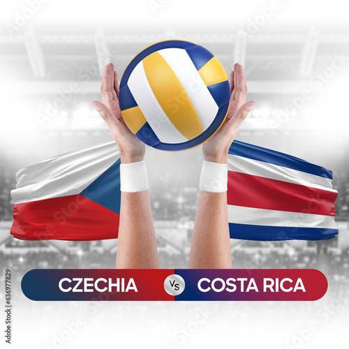 Czechia vs Costa Rica national teams volleyball volley ball match competition concept.